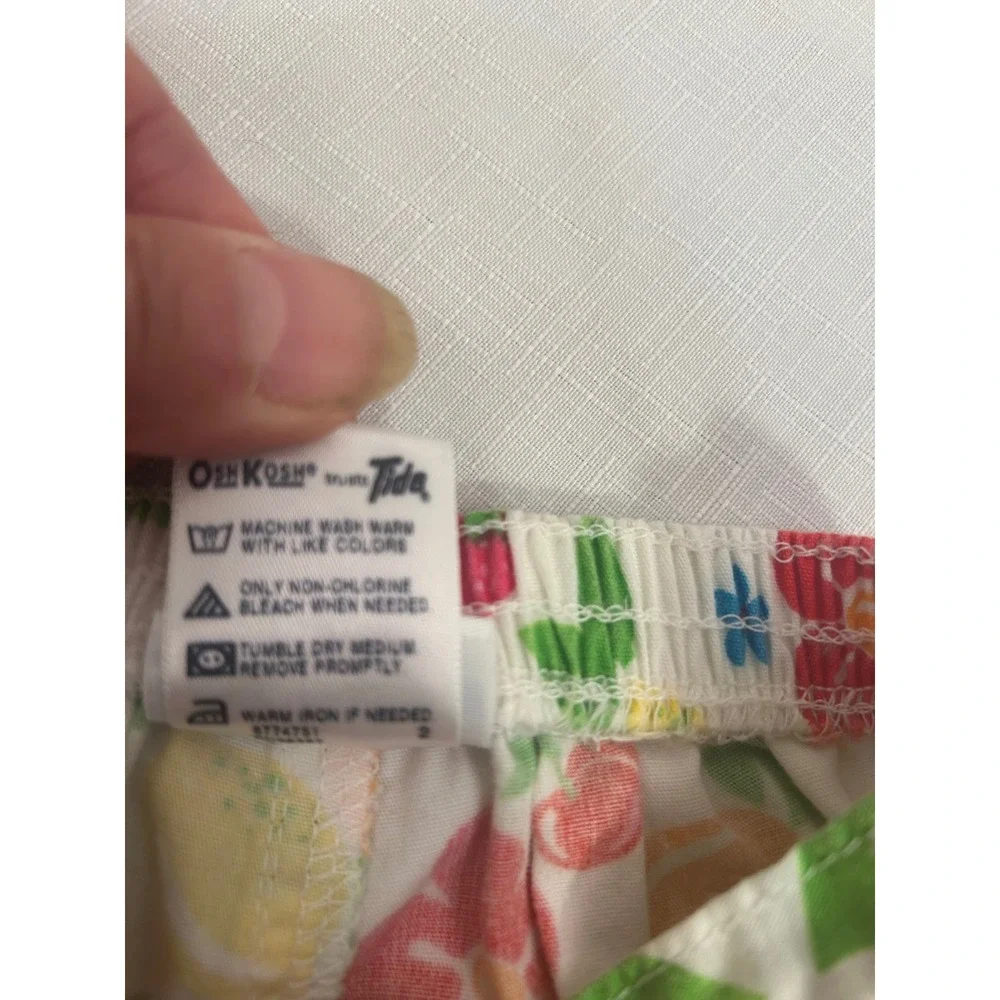 OshKosh Shorts 24 Months White Fruit Floral Print Cotton Toddler Girl